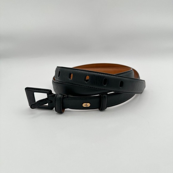 Lauren Ralph Lauren Belt‎ Mens XL Black Italian Leather Slim Adjustable Designer - Picture 1 of 9